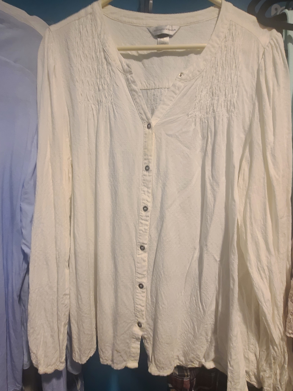 Christopher & Banks White Button-Front Blouse